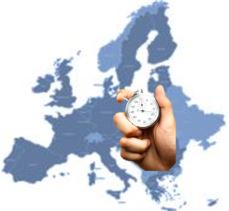 Europakarte mit Uhr
